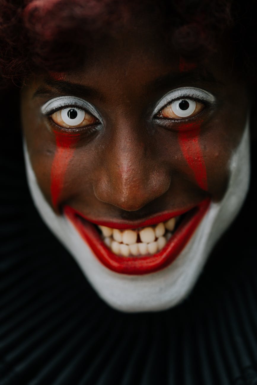 person in creepy clown makeup